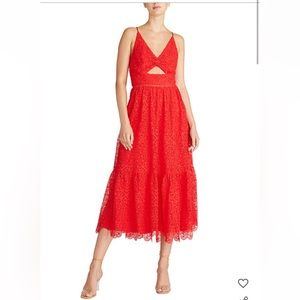 Monique Lhuillier Sleeveless Lace Maxi Dress